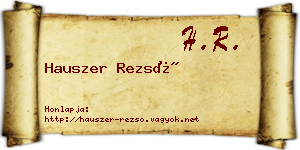 Hauszer Rezső névjegykártya